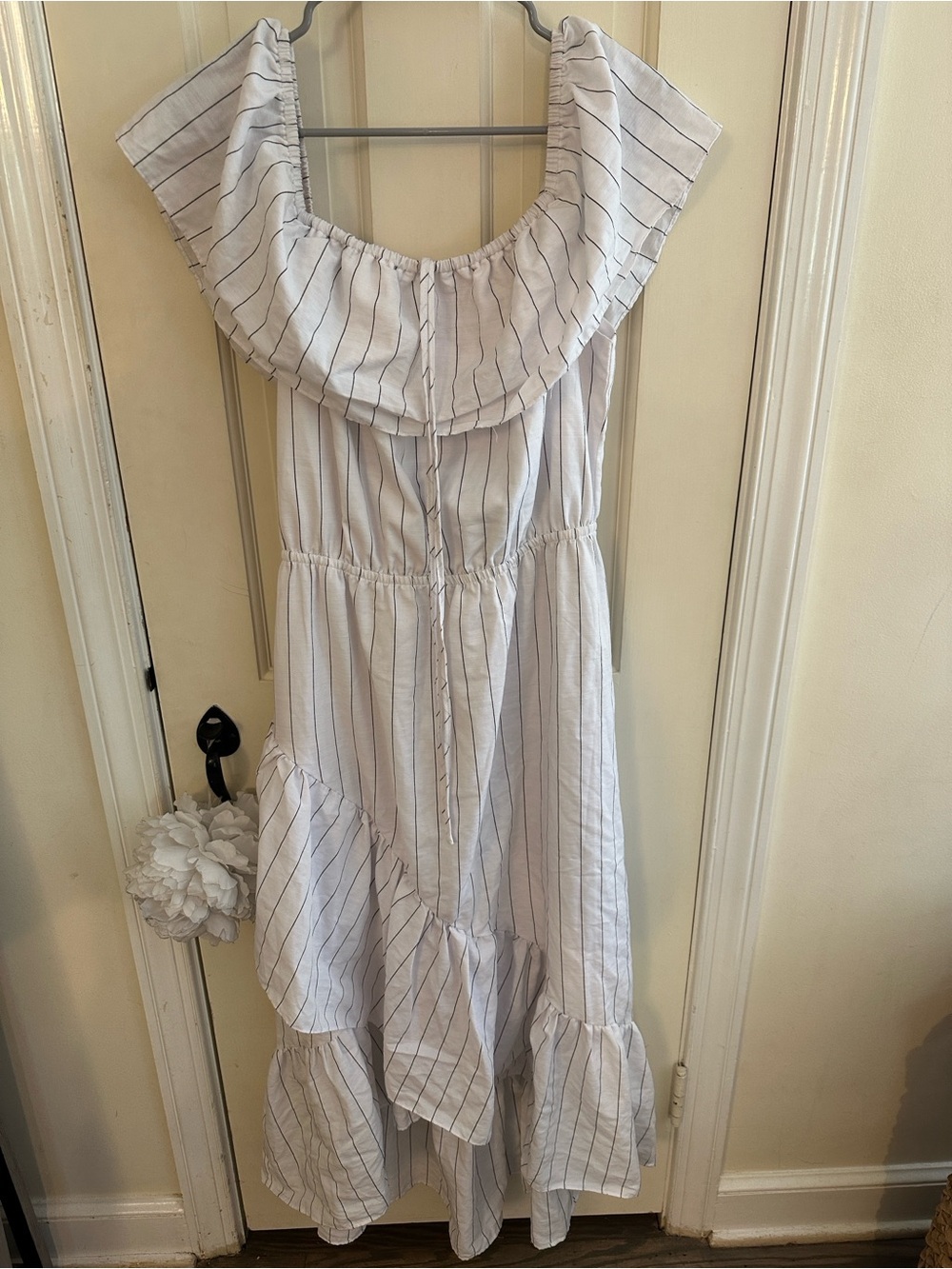 BB Dakota Women's Halsey Striped Ruffle Halter Maxi Dress